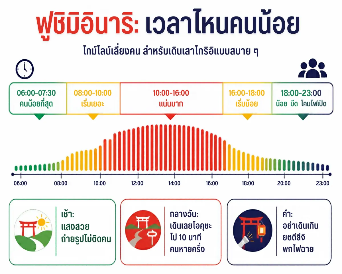 ฟูชิมิอินาริ เวลาไหนคนน้อย ไทม์ไลน์ 24 ชั่วโมง